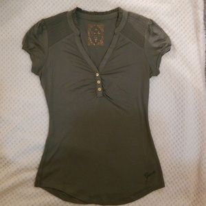 Guess camo green blouse